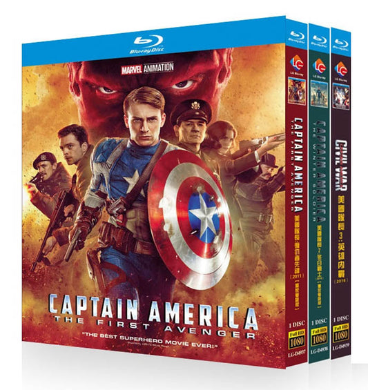 日本語吹替洋画「キャプテン・アメリカ」3セット ブルーレイ Blu-ray BOX  高画質 正規品 ワールドTV